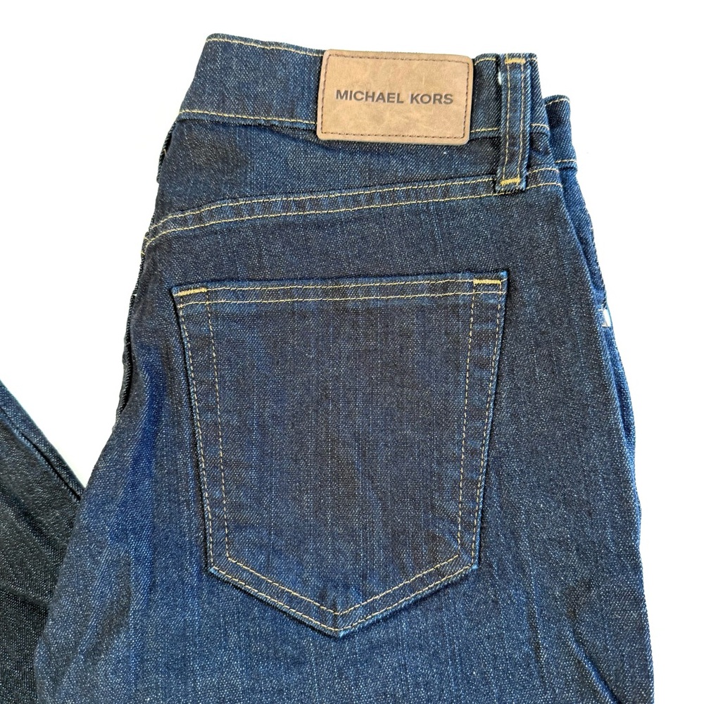 Michael Kors Grant Classic Fit Dark Wash Denim Jeans Modern Preppy Quiet Luxury - Picture 10 of 12
